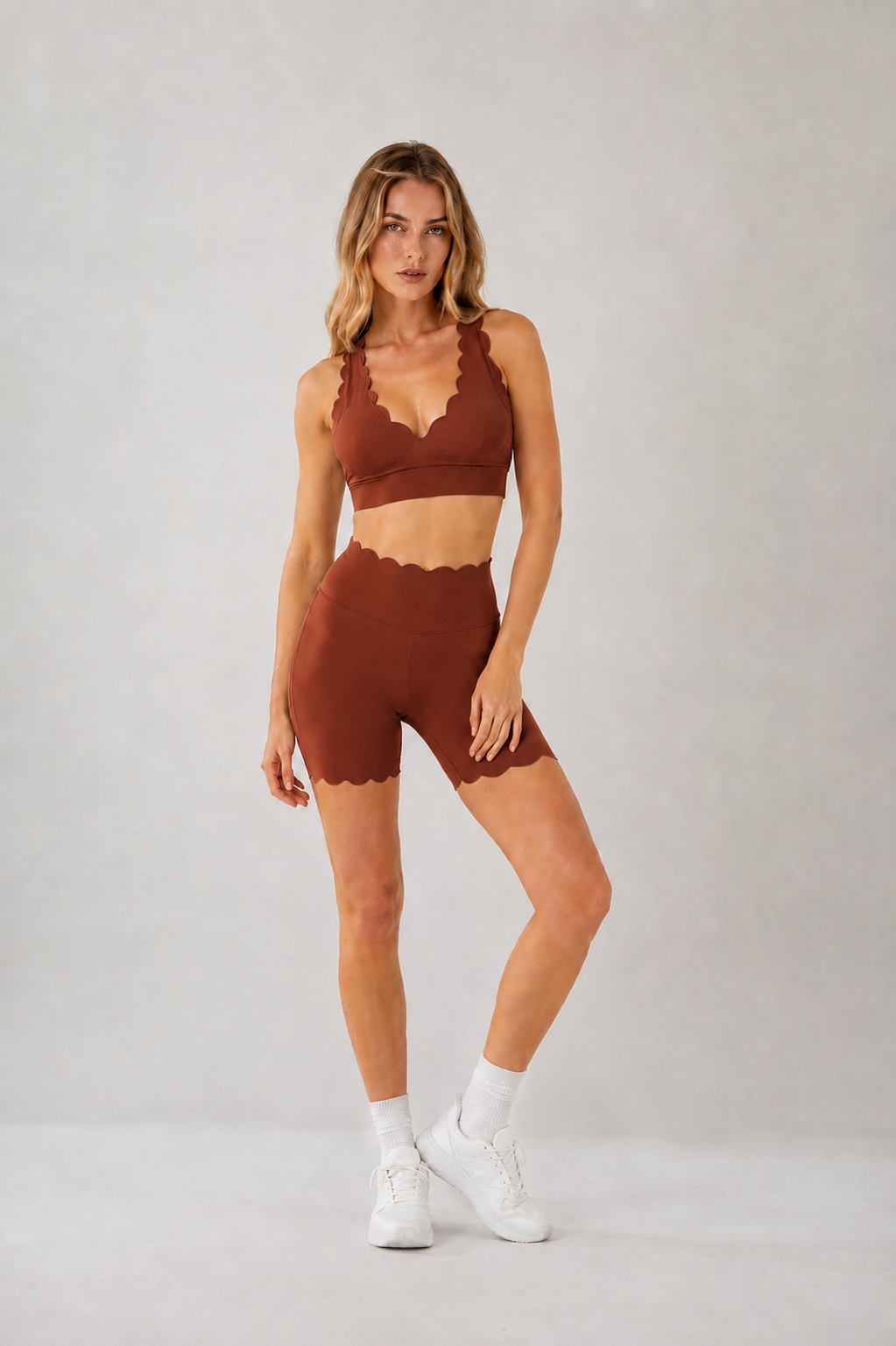 TYLA SCULPT SCALLOP SHORTS SET