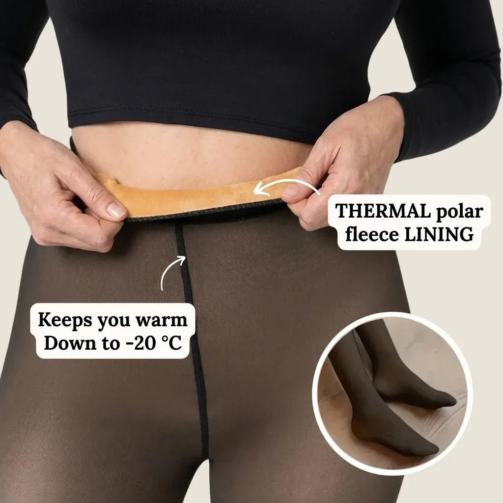 Transparent Effect Fleece Tights Lumea