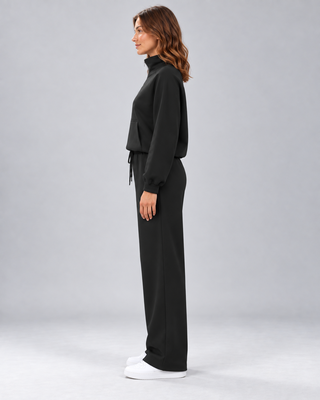 SOFI SET HALF ZIP SWEATSHIRT & WIDE LEG TROUSERS