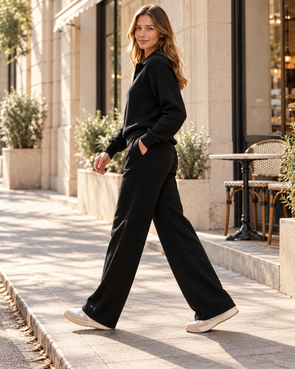 NADIA Women’s Collared Sweatshirt and Straight-Leg Pants Set