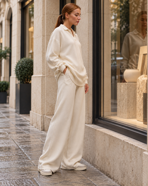 NADIA Women’s Collared Sweatshirt and Straight-Leg Pants Set