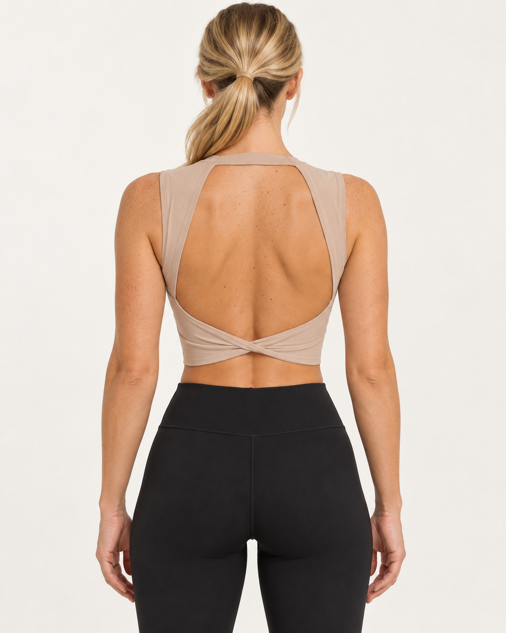 ALMA beige sports bra — back