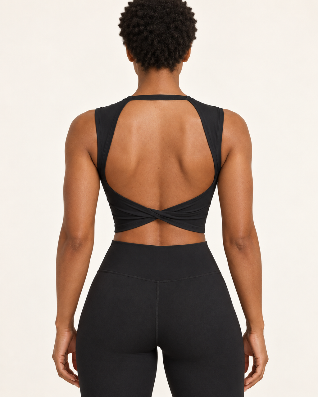ALMA black sports bra — back