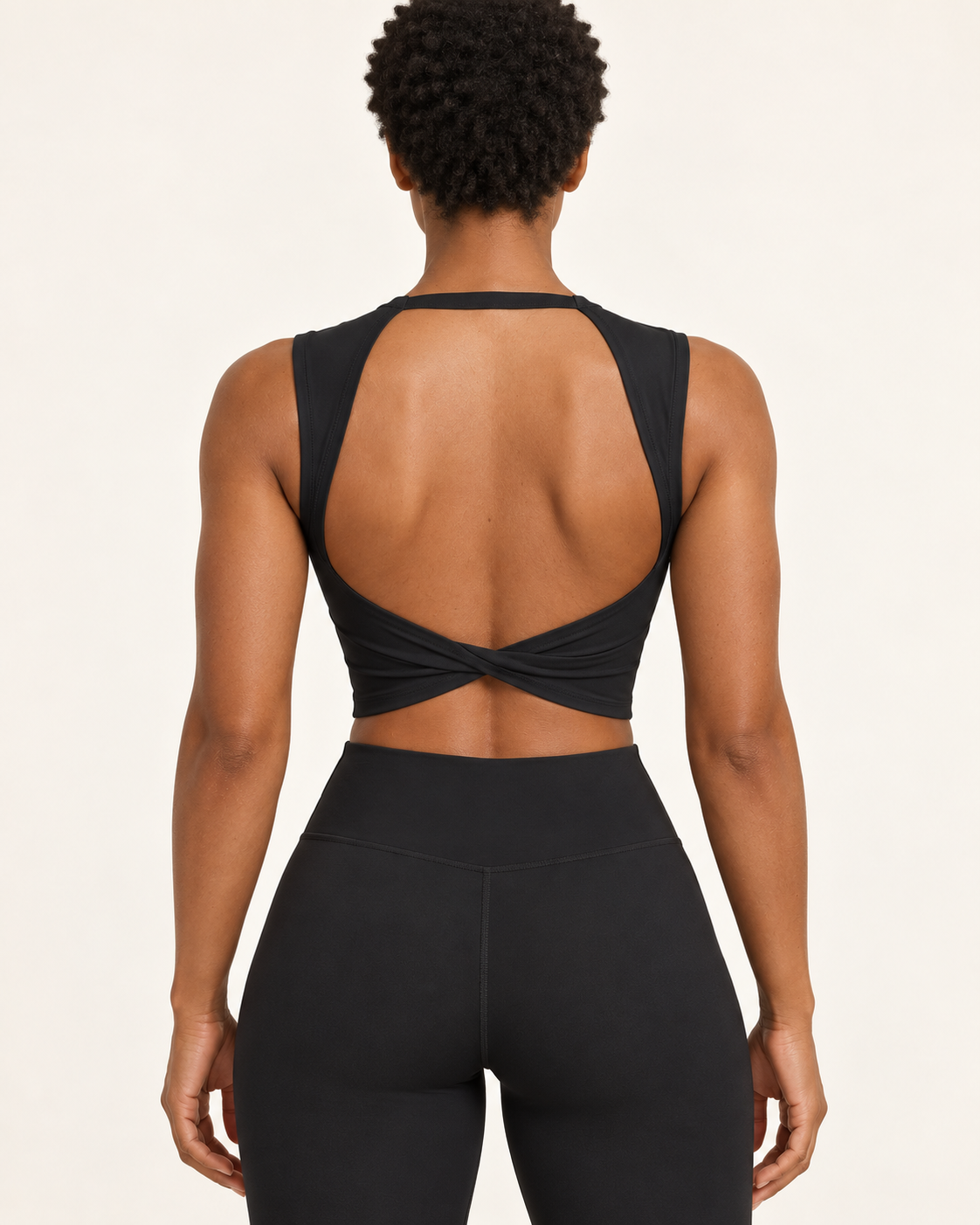 ALMA black sports bra — back