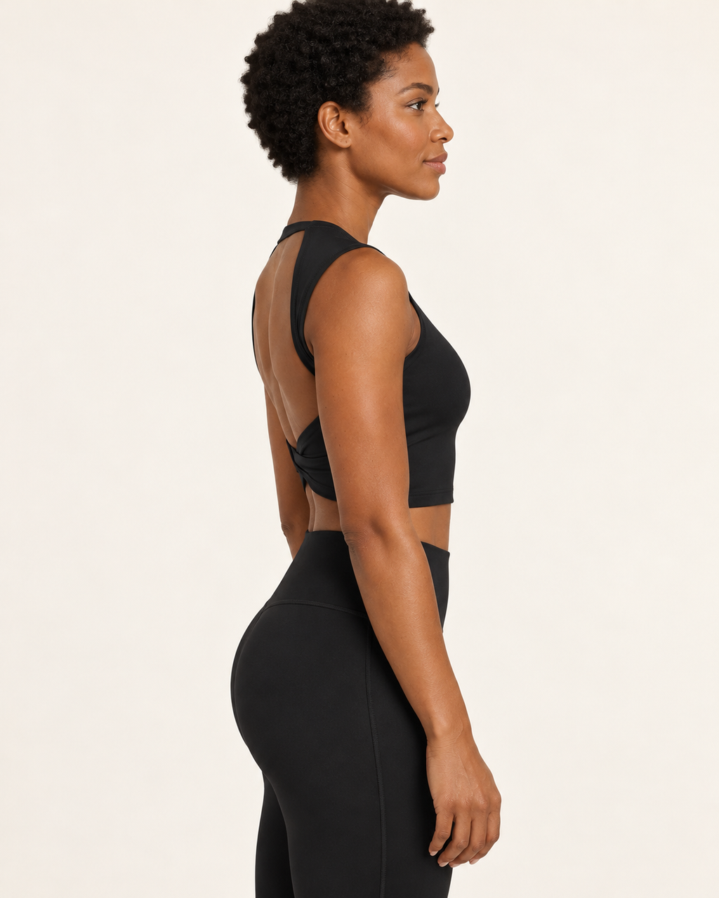 ALMA black sports bra — side
