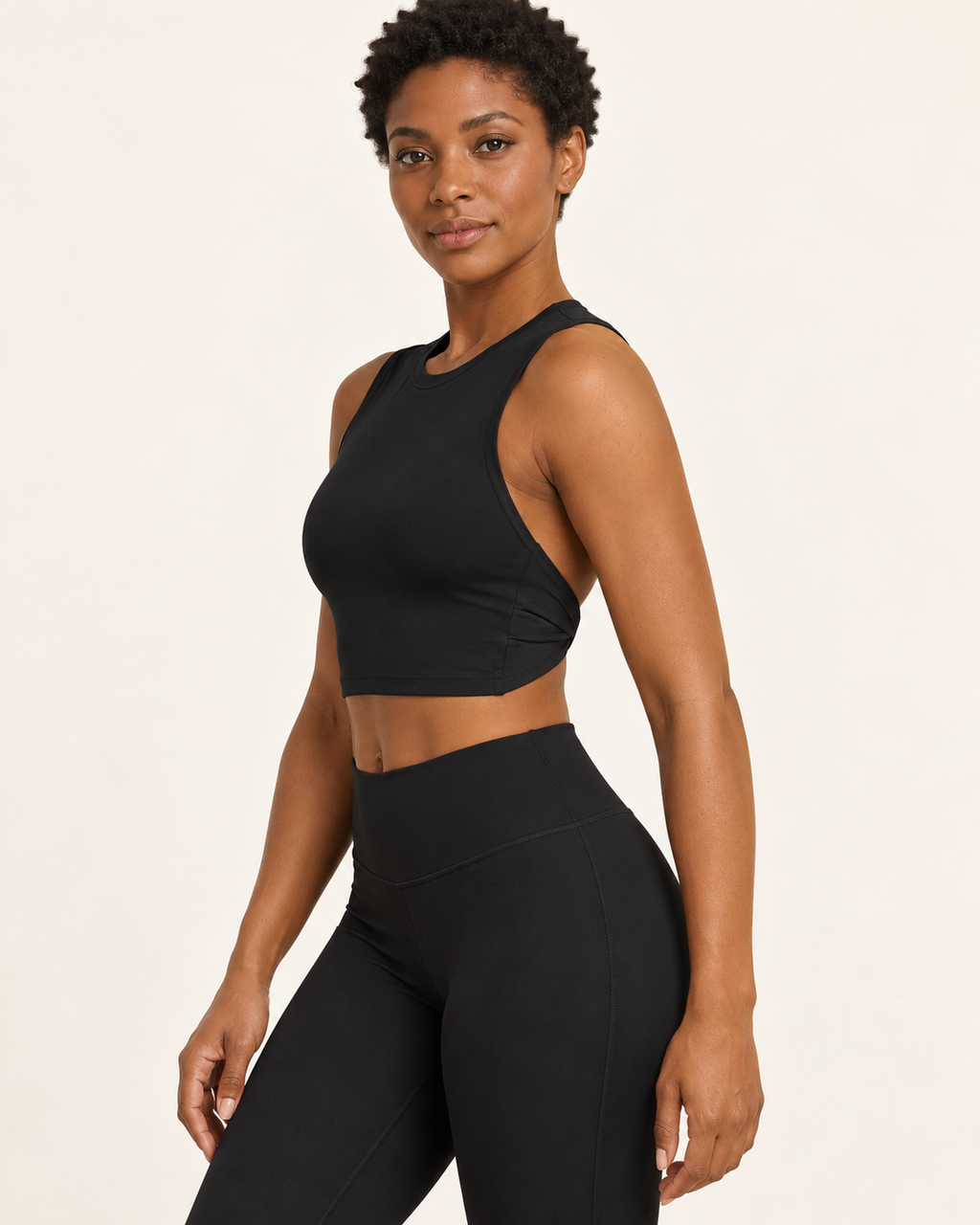 ALMA black sports bra — three quarter