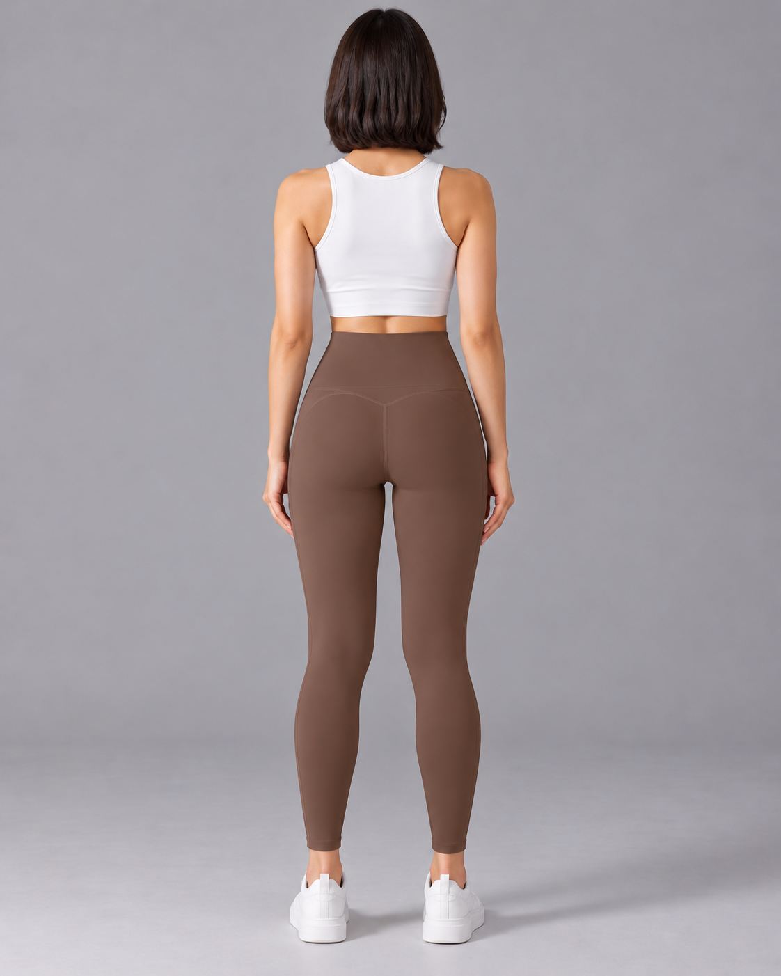 ALMA cocoa color high-waisted leggings — back