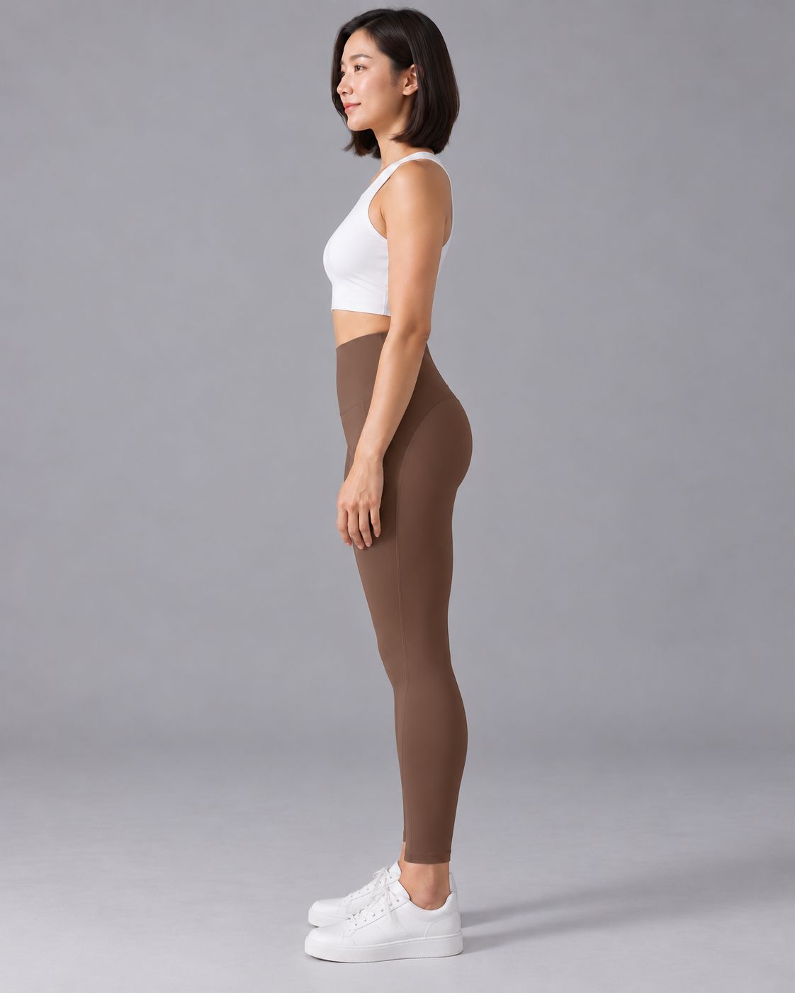 ALMA cocoa color high-waisted leggings — side