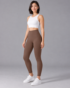 ALMA cocoa color high-waisted leggings — three quarter
