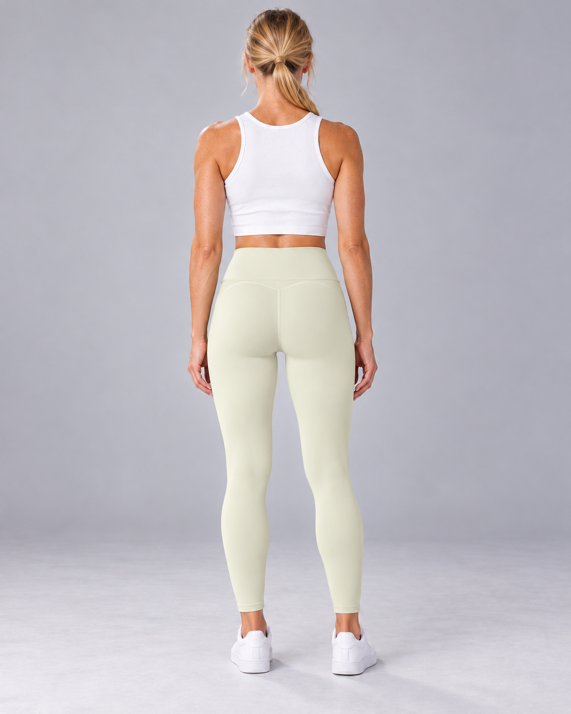 ALMA light ivory high-waisted leggings — back