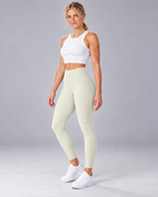 ALMA light ivory high-waisted leggings — three quarter