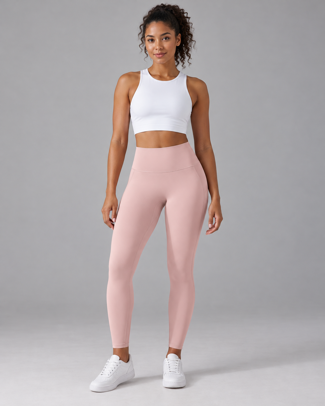 ALMA high-waisted leggings in pink fog — front view