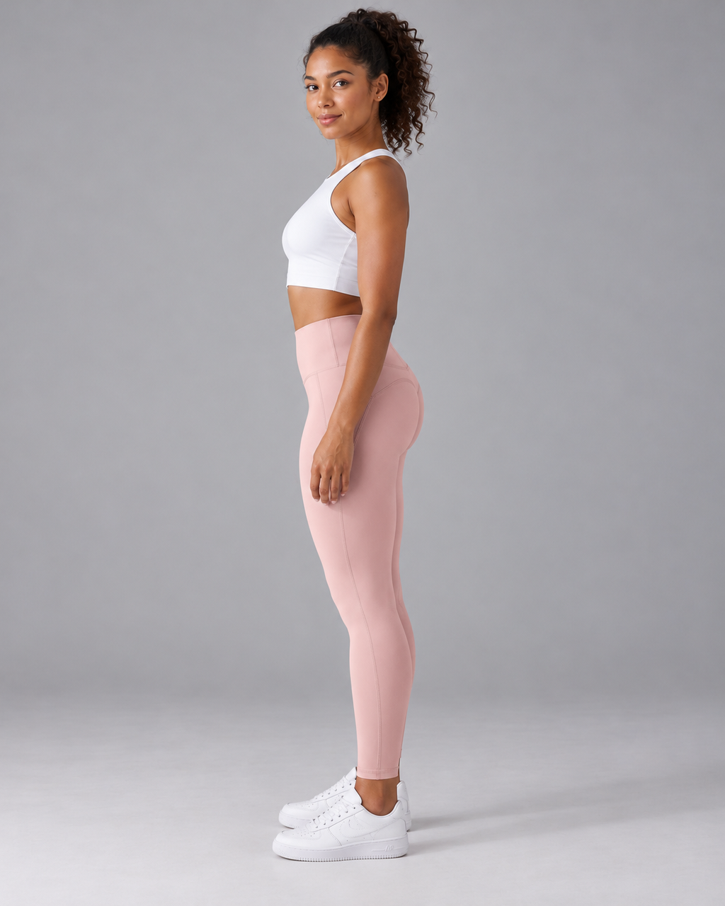 ALMA pink fog high-waisted leggings — side