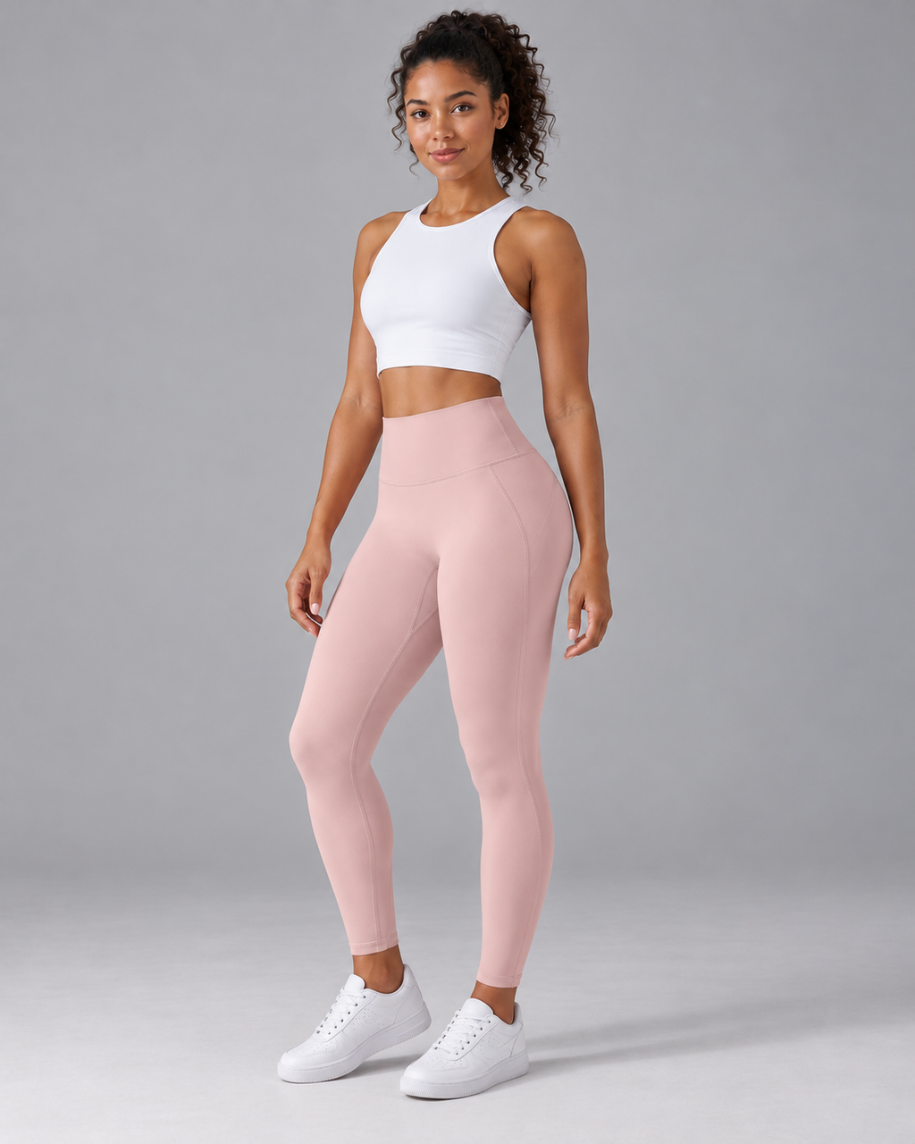 ALMA pink fog high-waisted leggings — three quarter