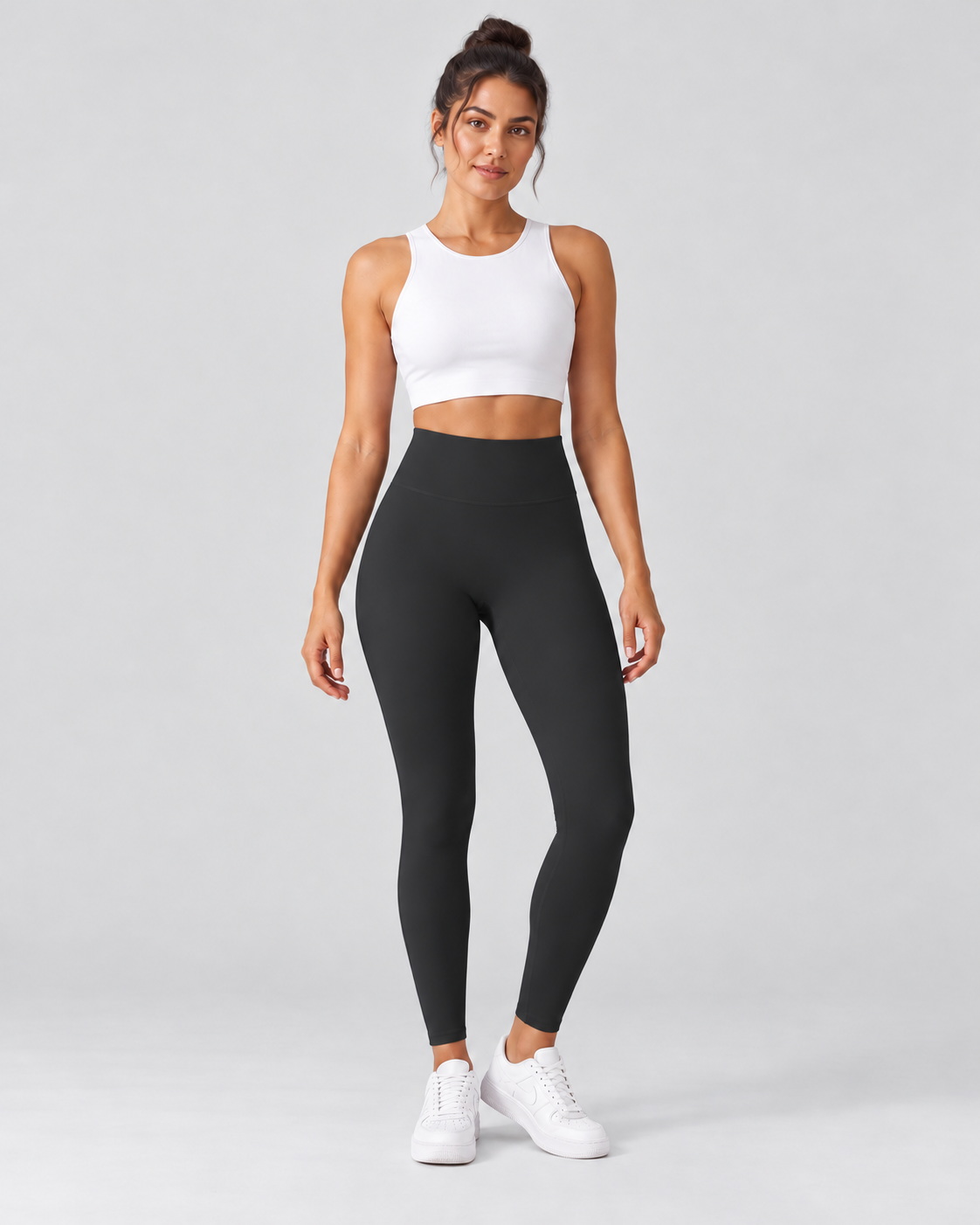 ALMA high-waisted leggings in titanium gray — front view