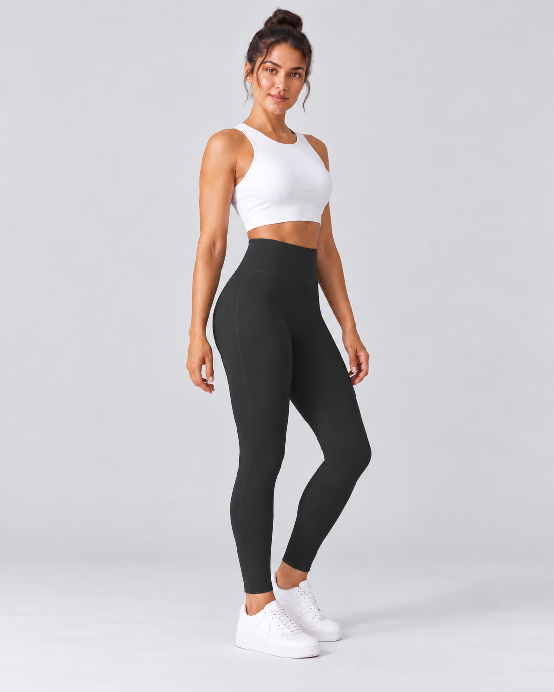 ALMA titanium gray high-waisted leggings — three-quarter