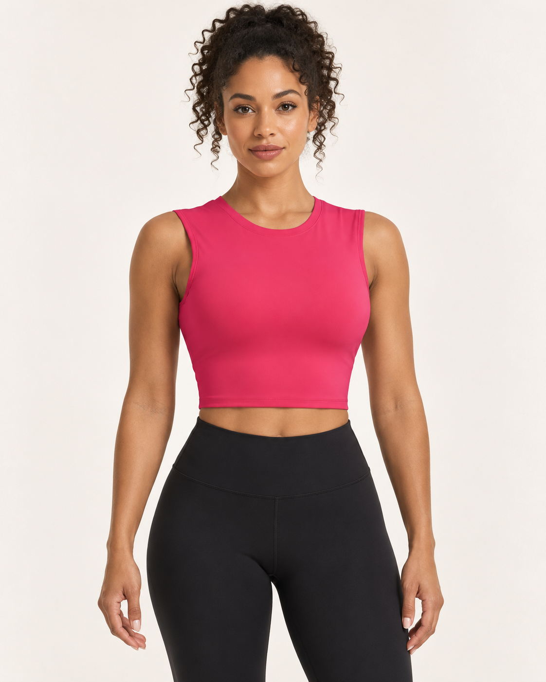 ALMA Sculptflex medium support sports bra in raspberry — front view