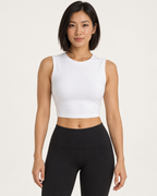 ALMA Sculptflex medium support sports bra in white — front view