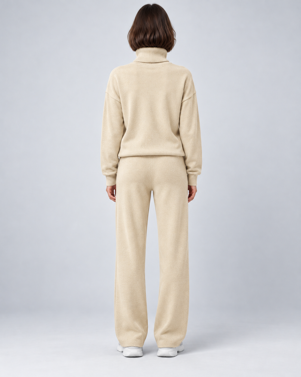AMARA turtleneck sweater and drawstring pants set - apricot - back