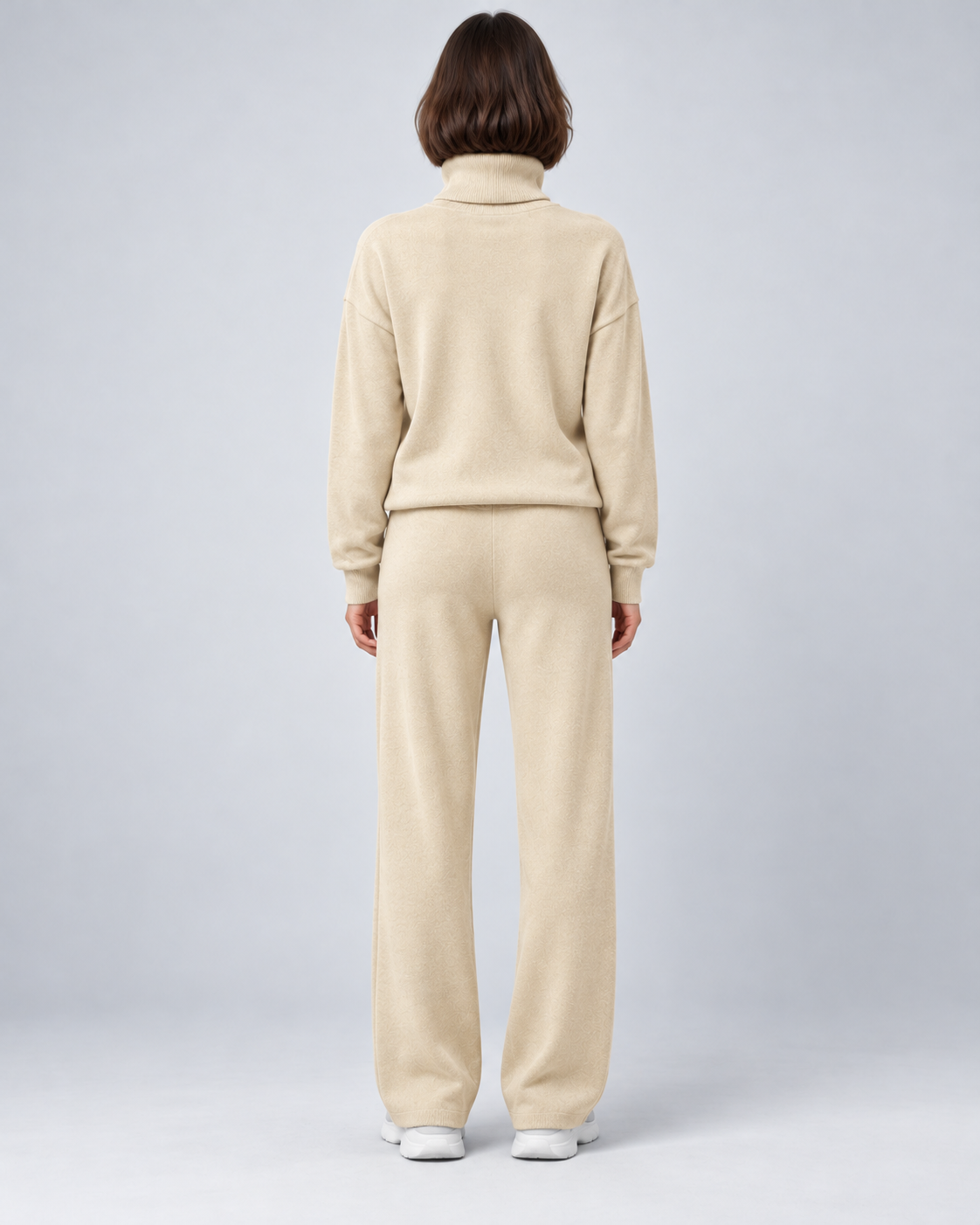 AMARA turtleneck sweater and drawstring pants set - apricot - back