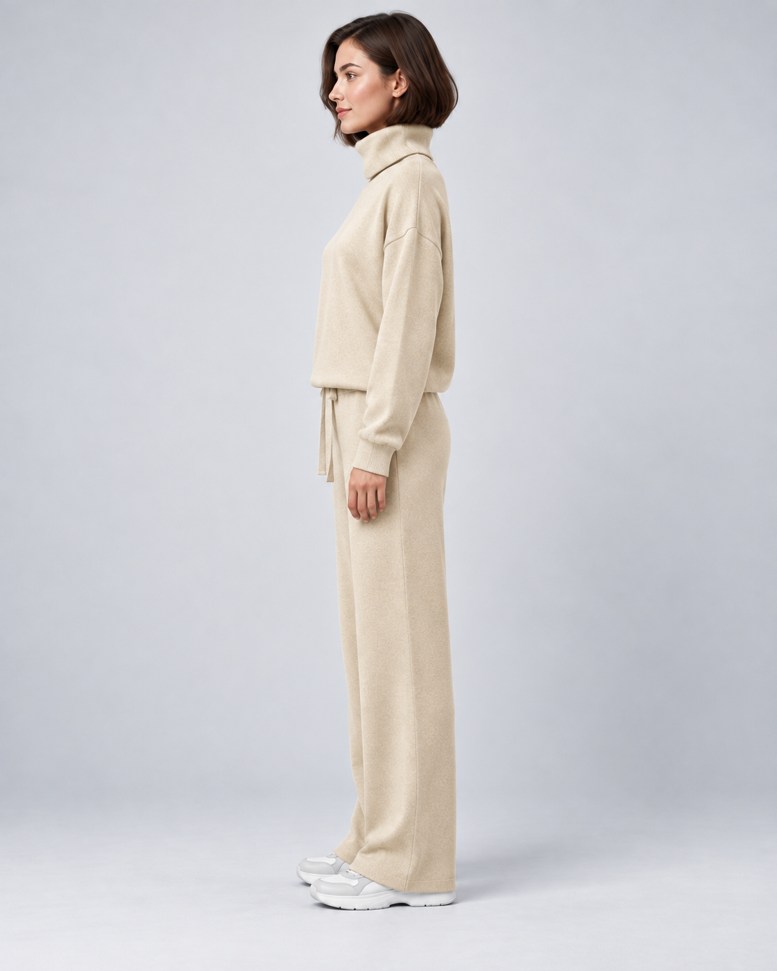 AMARA turtleneck sweater and drawstring pants set - apricot - side