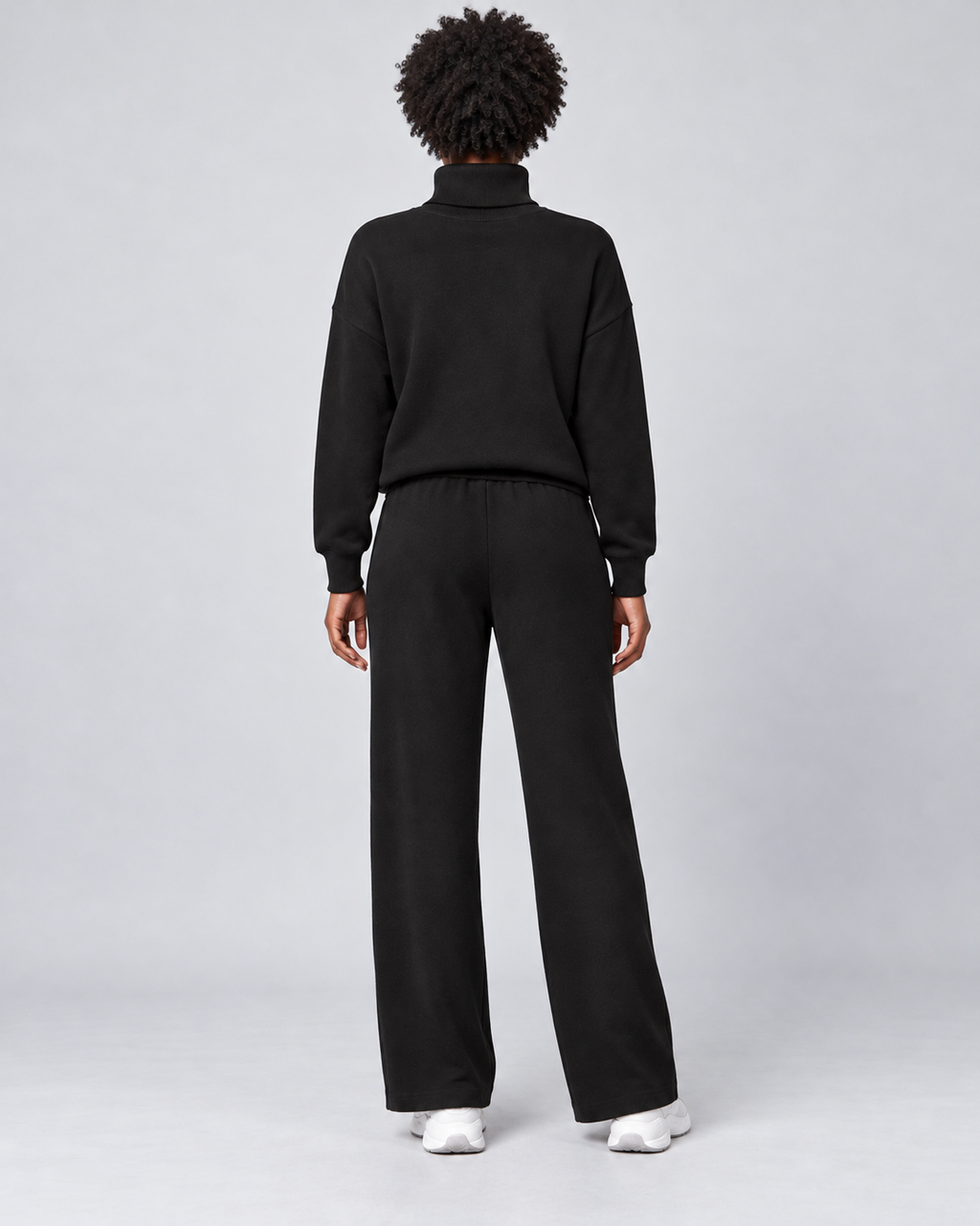 AMARA turtleneck sweater and drawstring pants set - black - back