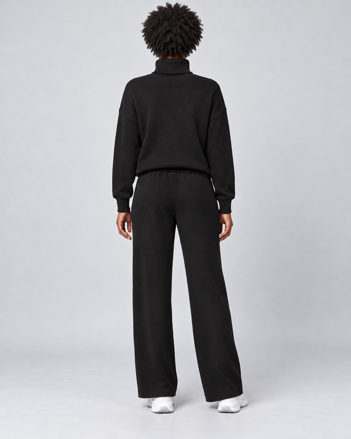 AMARA turtleneck sweater and drawstring pants set - black - back
