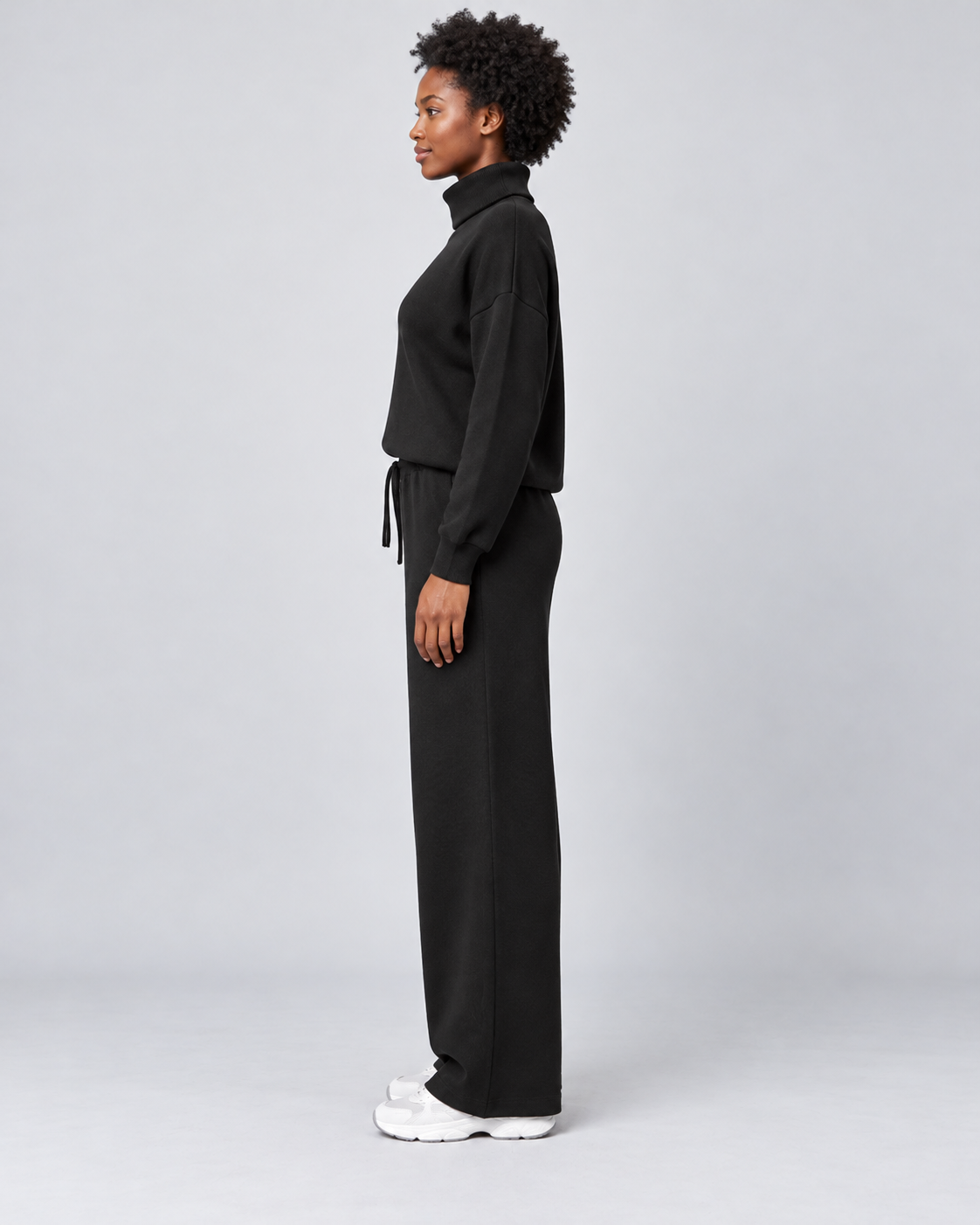 AMARA turtleneck sweater and drawstring pants set - black - side