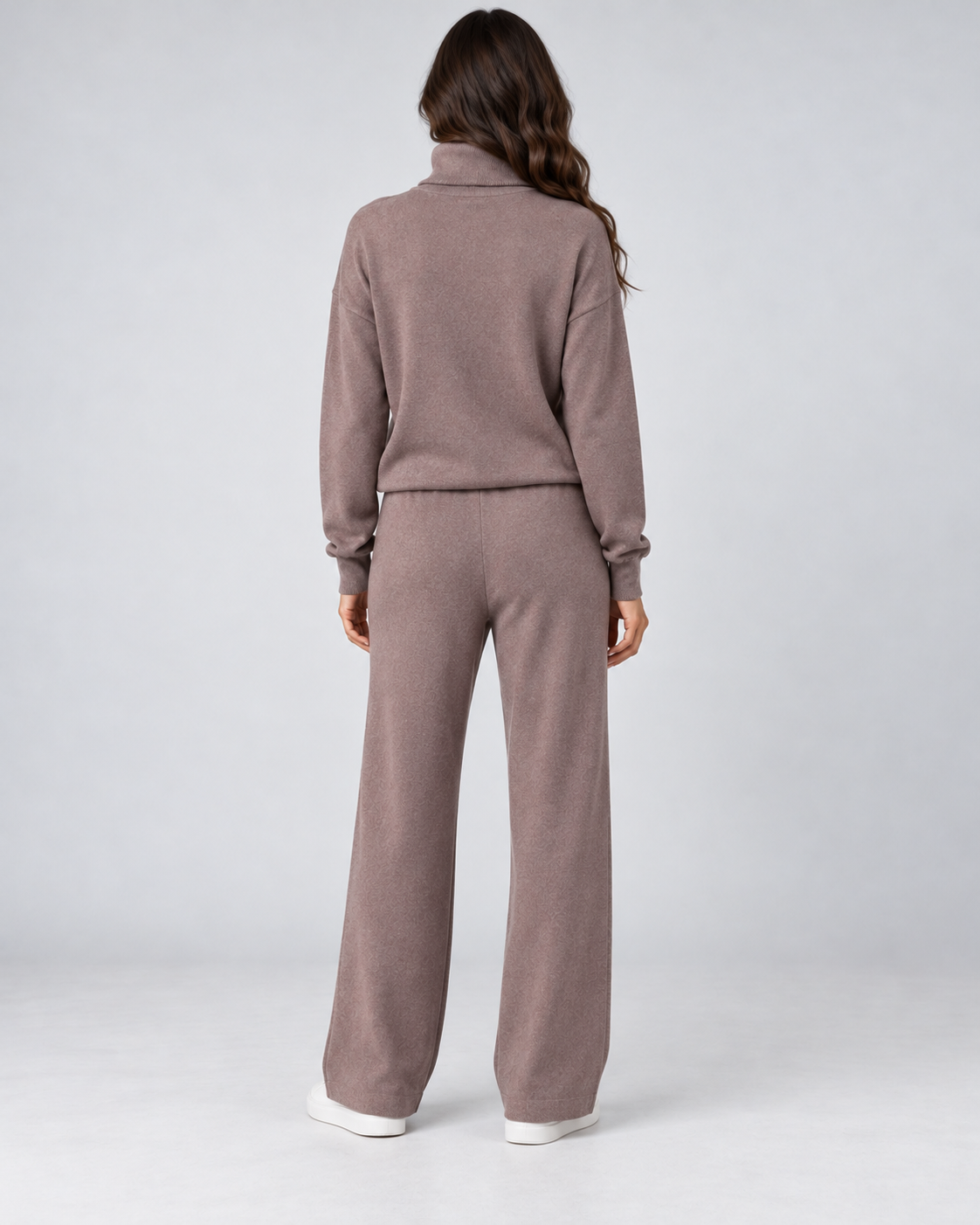 AMARA turtleneck sweater and drawstring pants set - coffee - back
