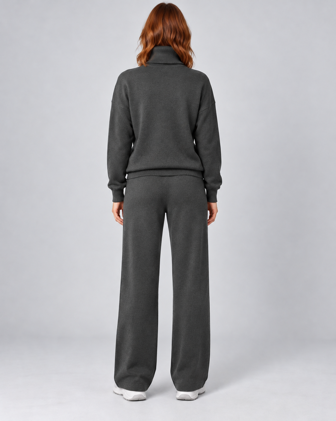 AMARA turtleneck sweater and drawstring pants set - grey - back