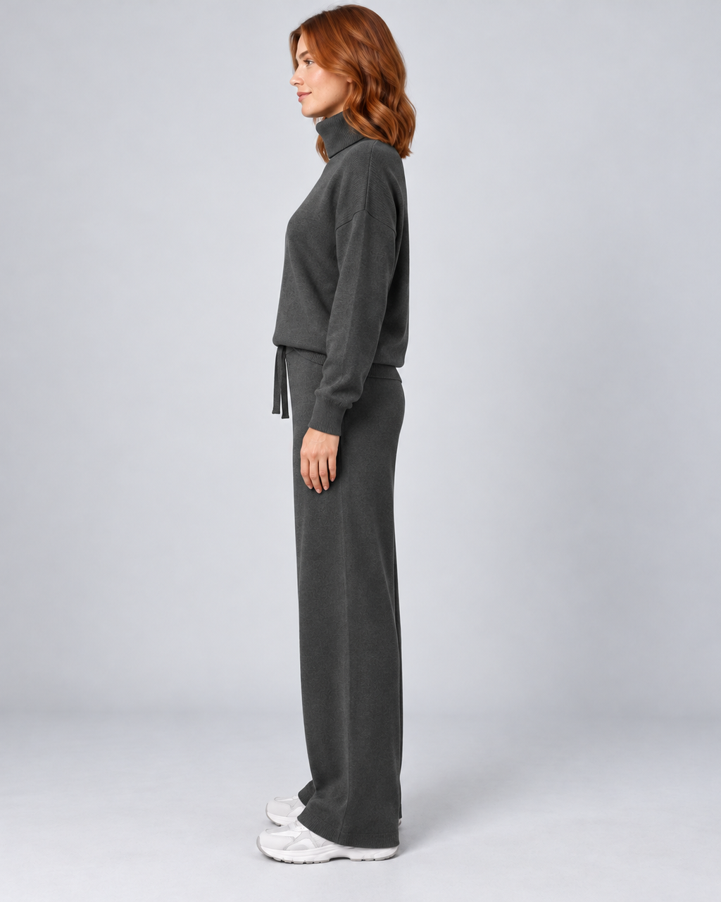 AMARA turtleneck sweater and drawstring pants set - grey - side