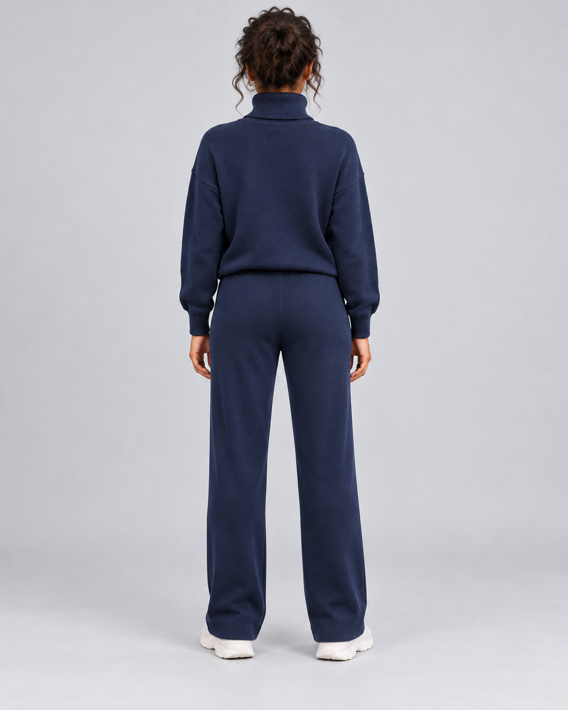 AMARA turtleneck sweater and drawstring pants set - navy blue - back