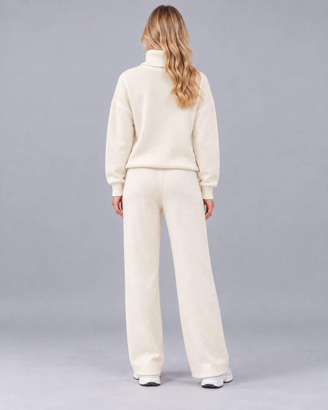 AMARA turtleneck sweater and drawstring pants set - white - back