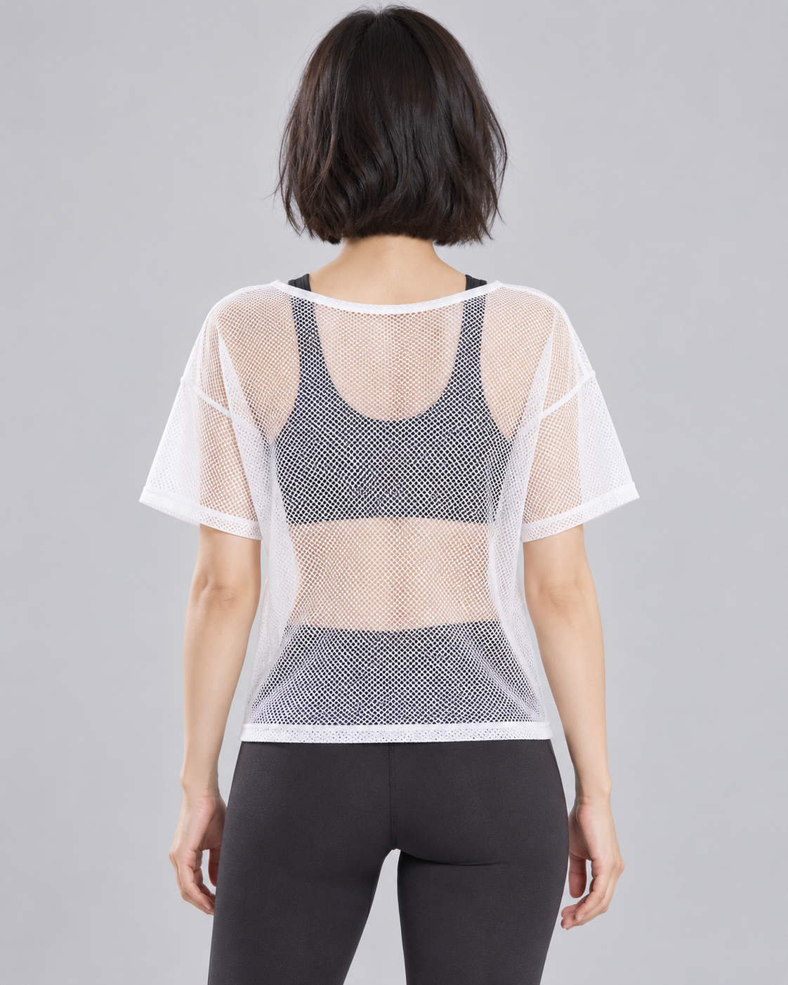 ANAIS white sheer mesh tee - back view