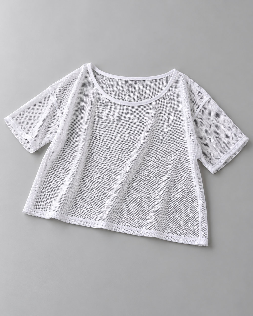 ANAIS White sheer mesh tee - flat lay