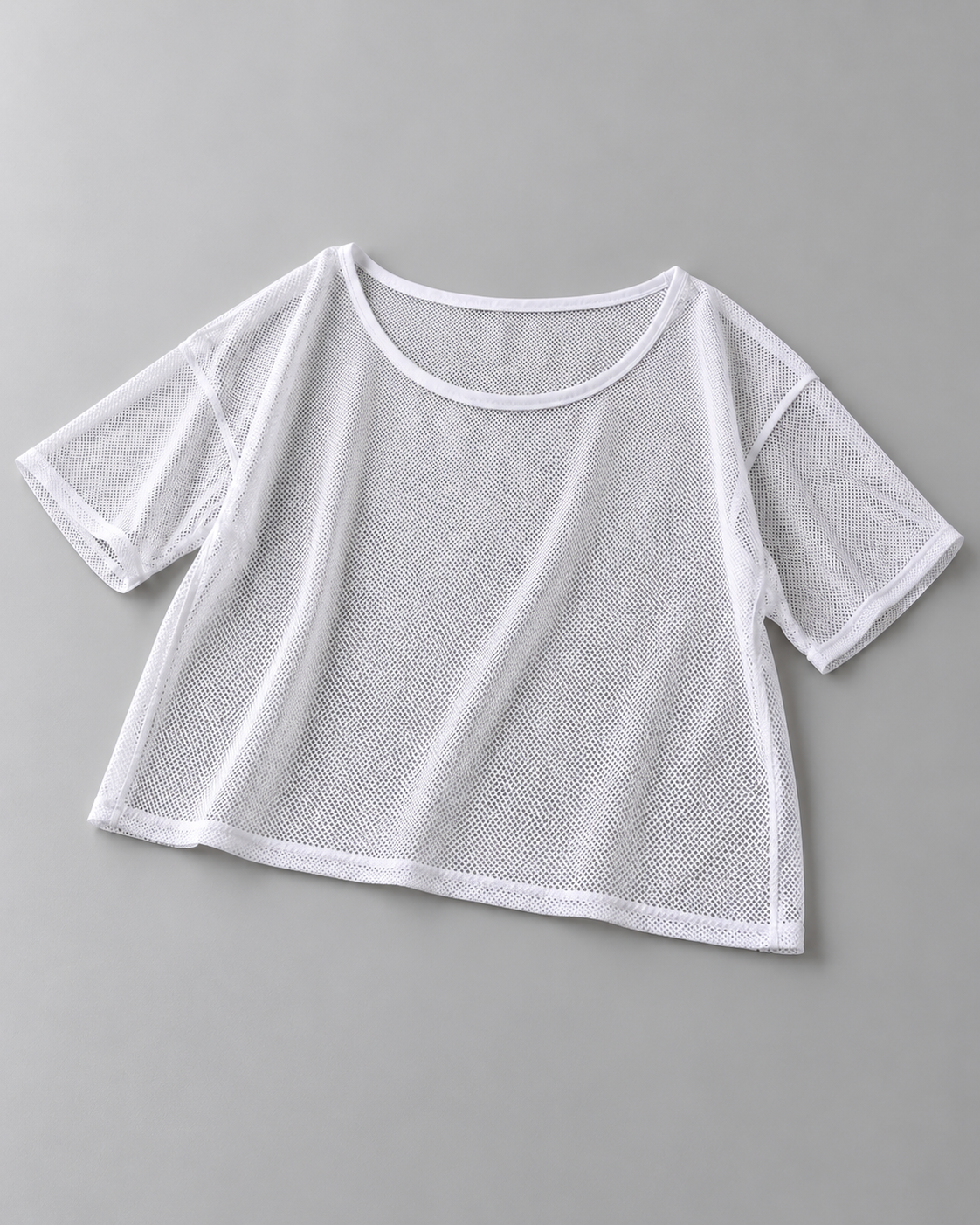 ANAIS White sheer mesh tee - flat lay