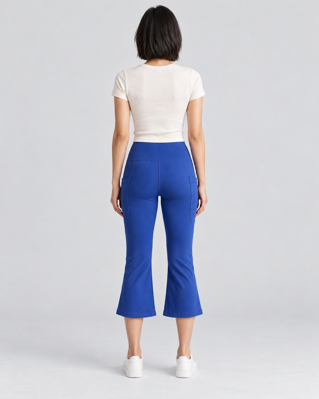 AWA dark-blue capri flare pants - back view