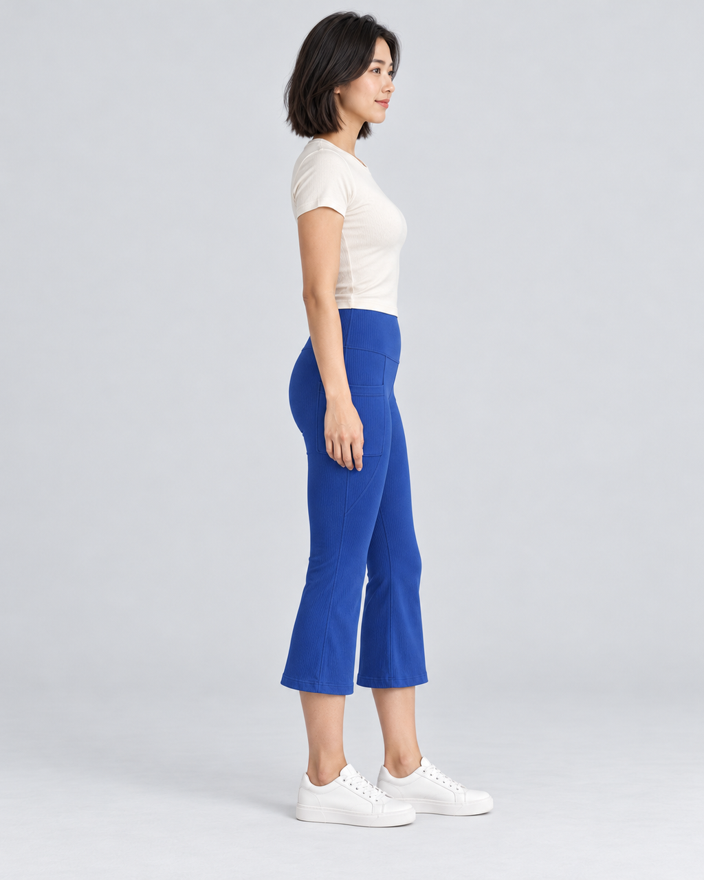 AWA dark-blue capri flare pants - side view