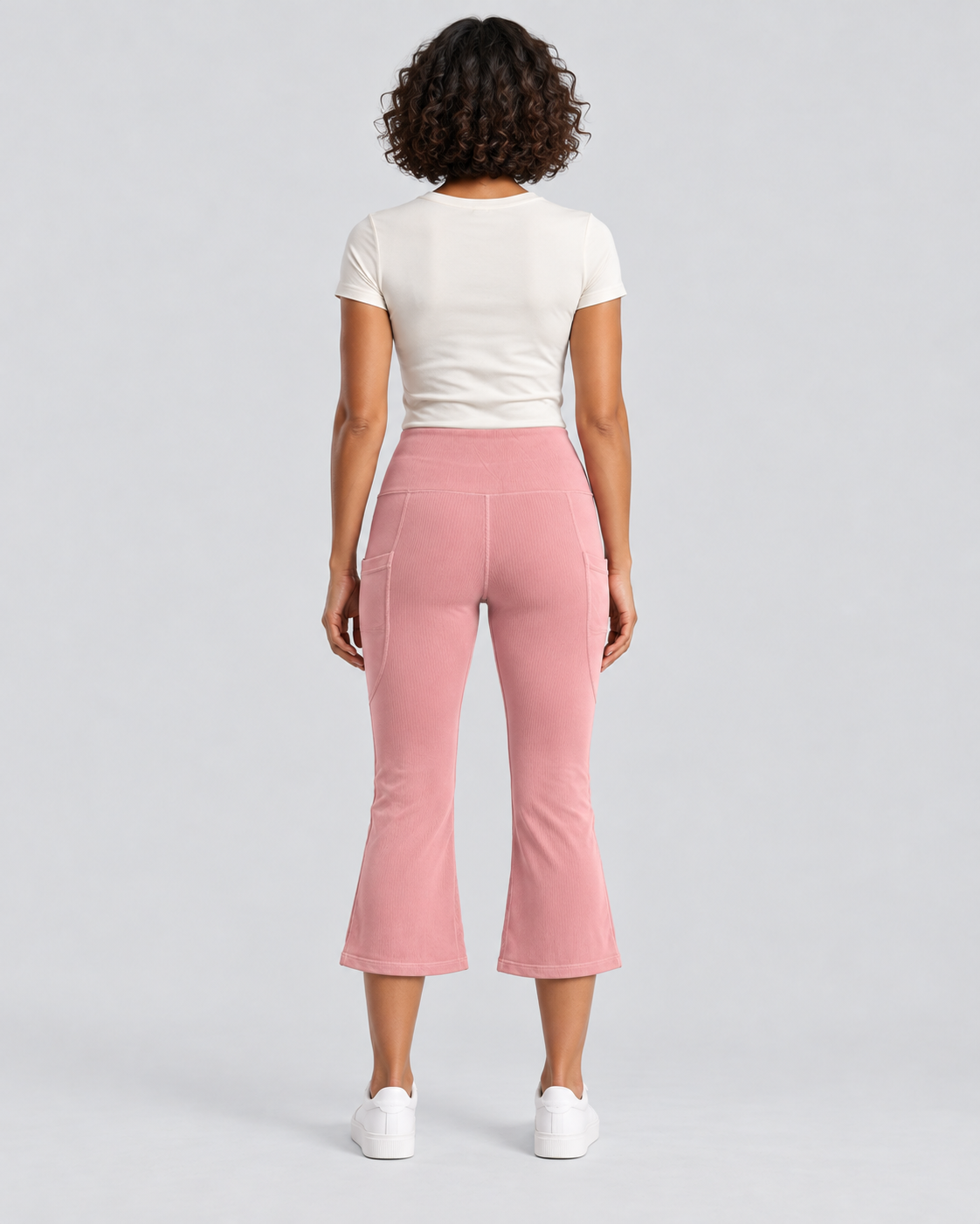 AWA line-pink capri flare pants - back view