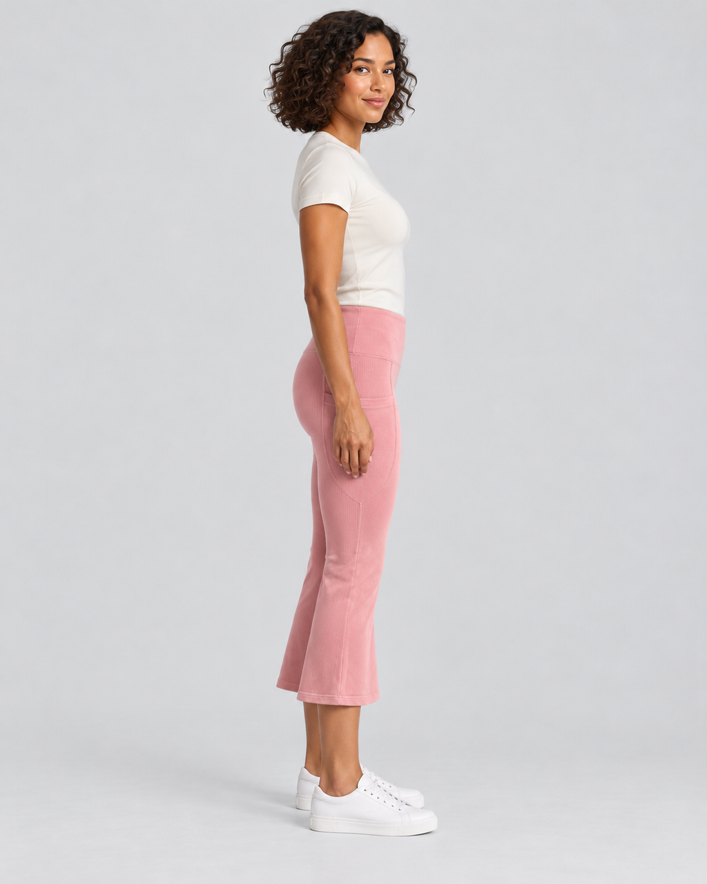 AWA line-pink capri flare pants - side view