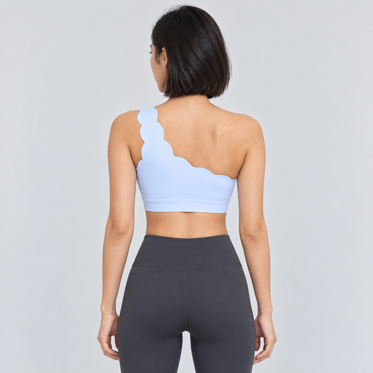 EMY BABY BLUE one-shoulder sports bra - back view