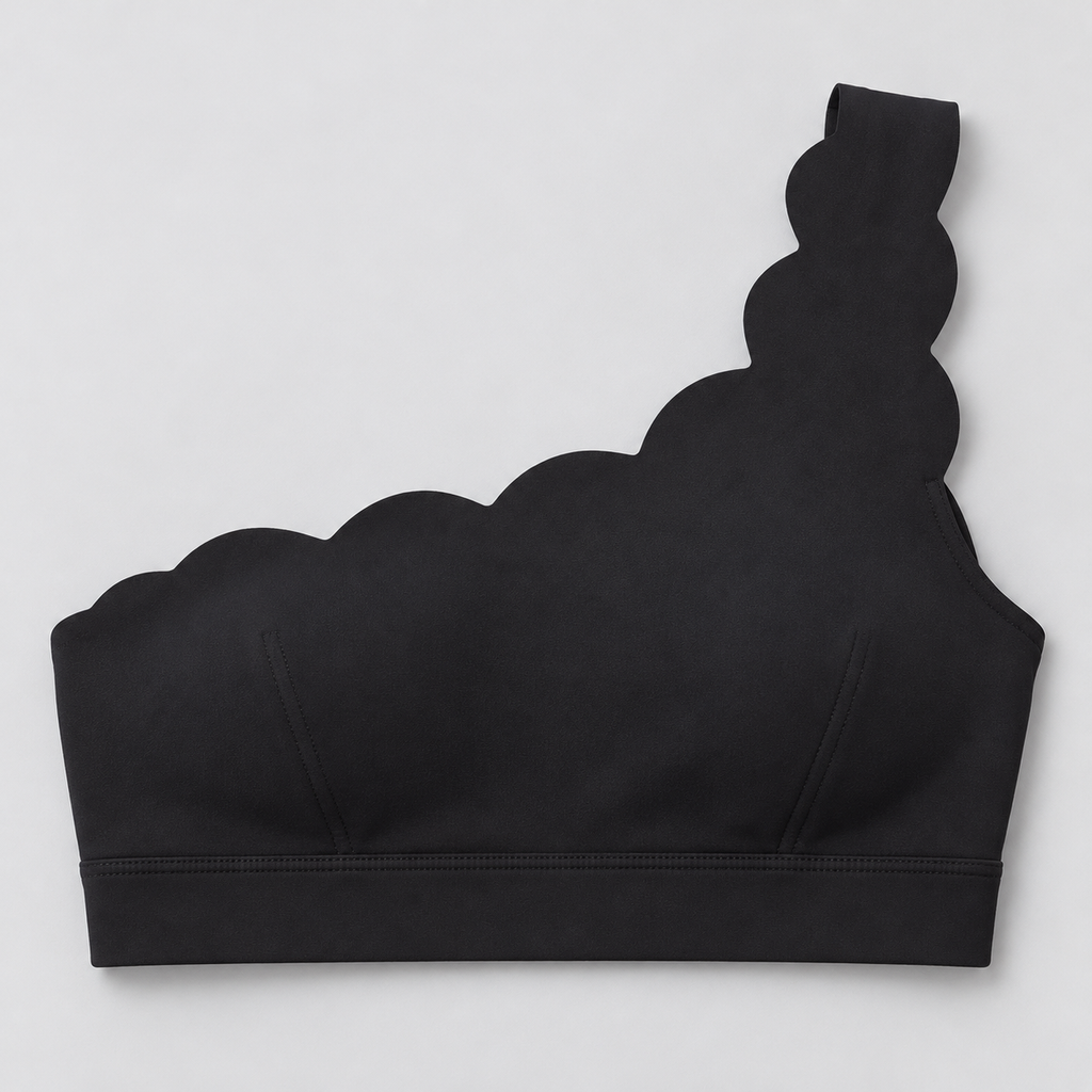 EMY BLACK one-shoulder sports bra - fabric-detail view