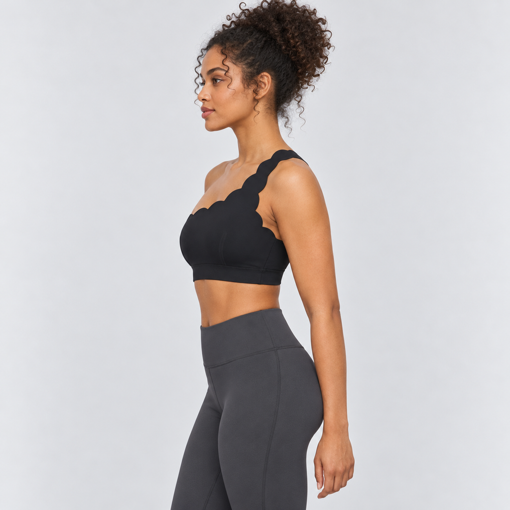 EMY BLACK one-shoulder sports bra - side view