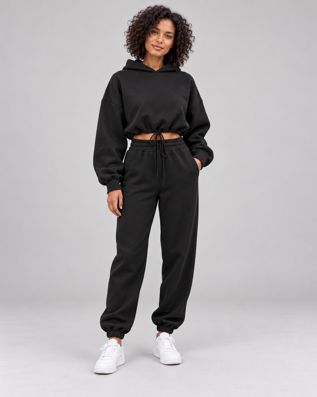 INAYA hoodie and jogger pants set - black - front view