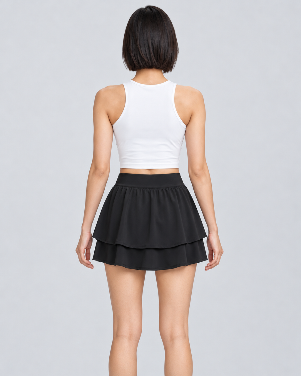 KIRA black high-rise skort — back