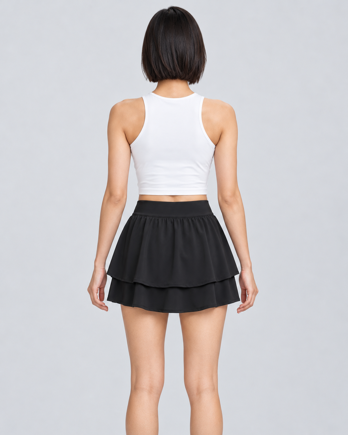 KIRA black high-rise skort — back
