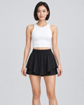 KIRA black high-rise skort — front view