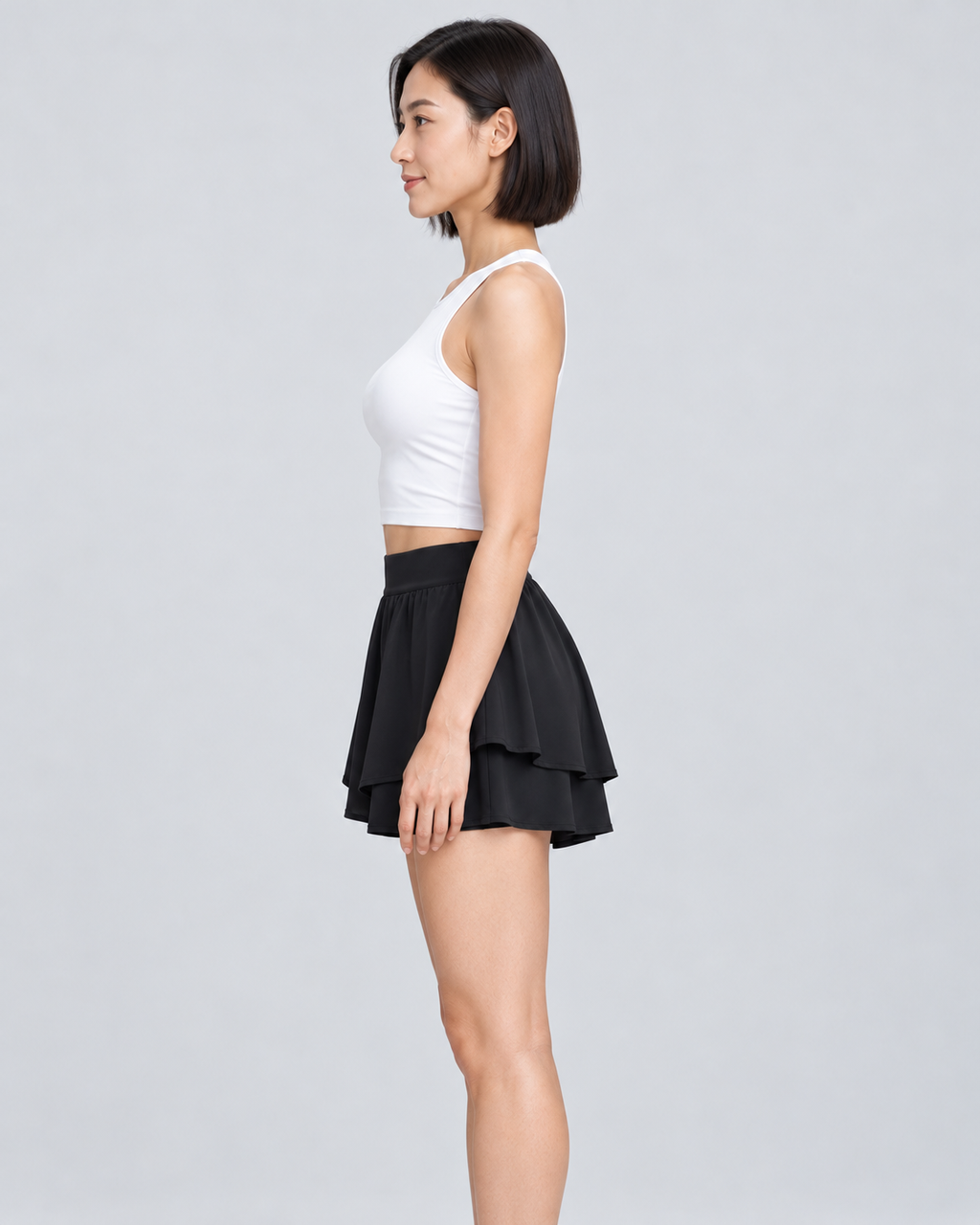 KIRA black high-rise skort — side