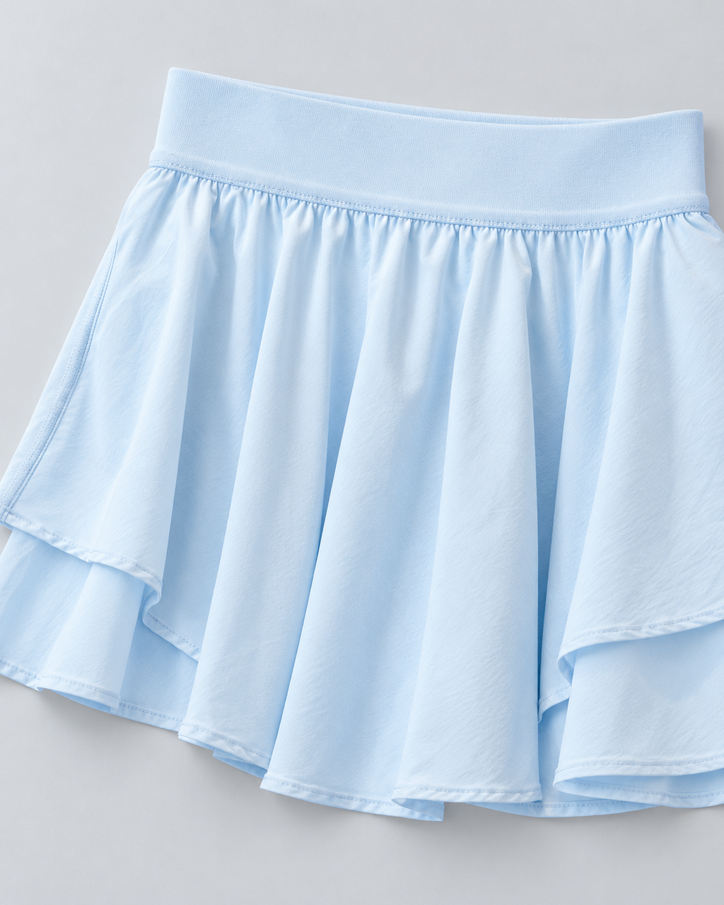 KIRA powder-blue high-rise skort — fabric-detail