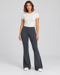 LENA grey high-waisted flare leggings — front view